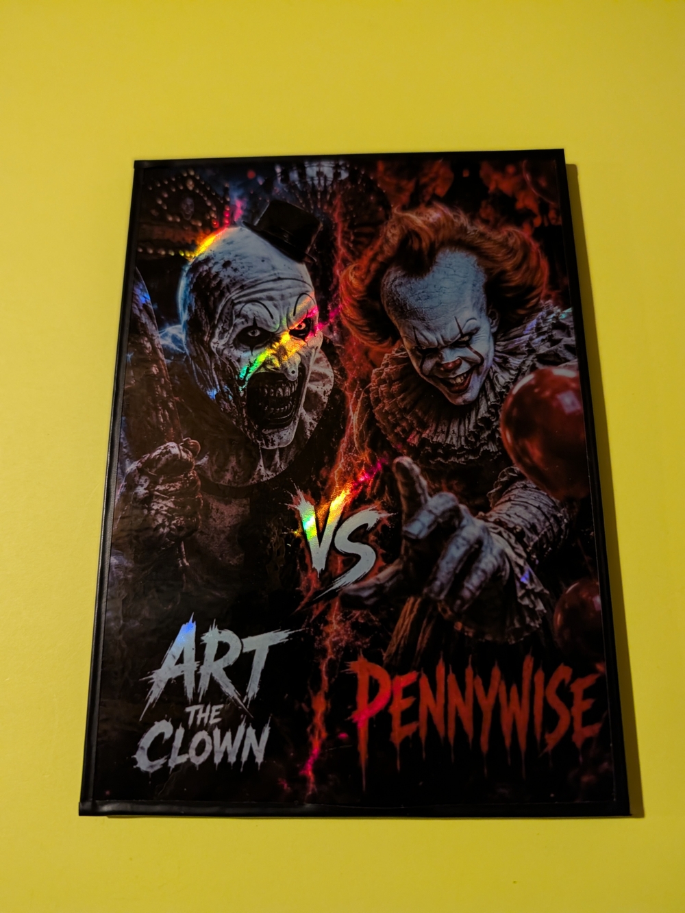 ART THE CLOWN VS PENNYWISE 5x7 REFRACTOR FOIL ART NEW 1/1